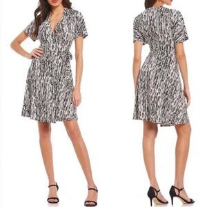 Halston Dolman Sleeve Wrap Dress Ivory Raindrops XS NWT